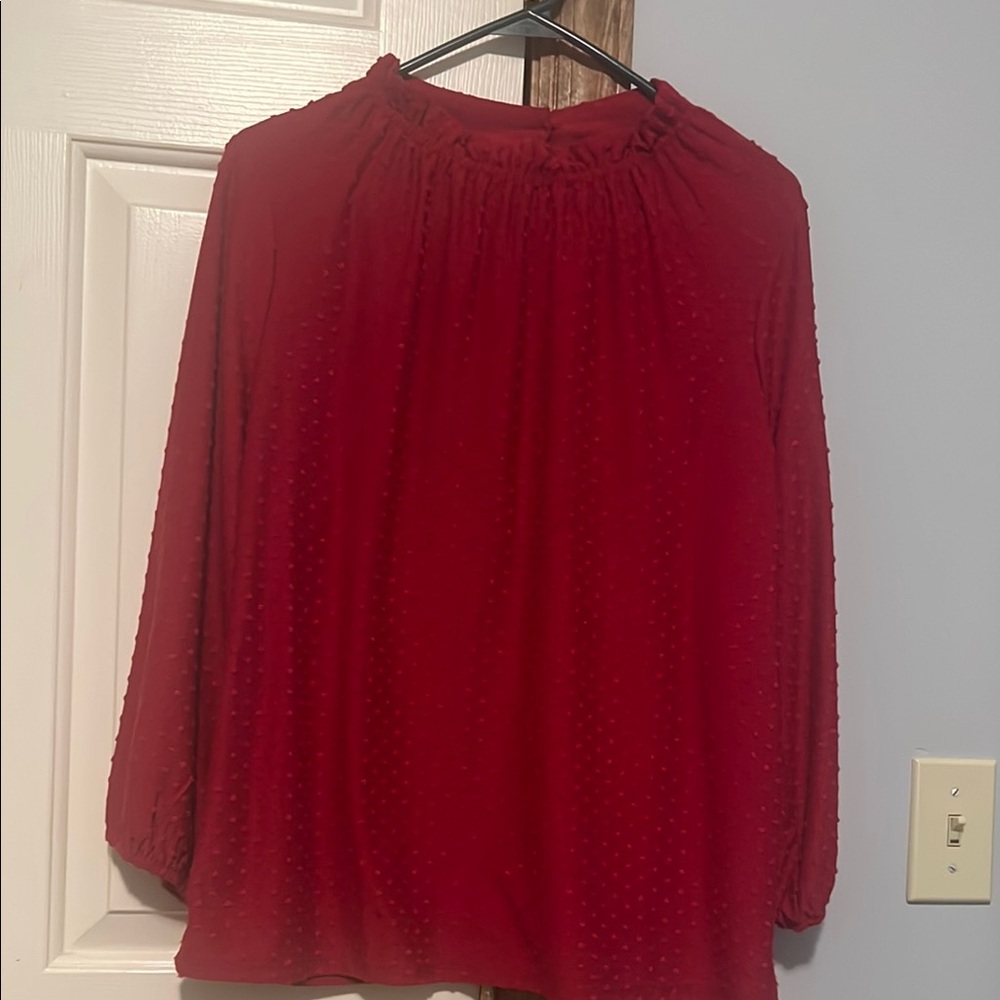 Adrianna Papell Relaxed Red Blouse
